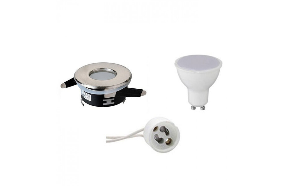 HLW LED LED Spot Set 8W - Waterdichte IP65 Ronde Inbouwspot - Mat Chroom, Koud Wit 6400K