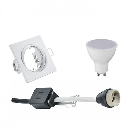 LED Spot Set 6W - Kantelbare Inbouwspot Vierkant Mat Wit - Helder 6400K LED Spot Set 6W - Kantelbare Inbouwspot Vierkant Mat Wit - Helder 6400K