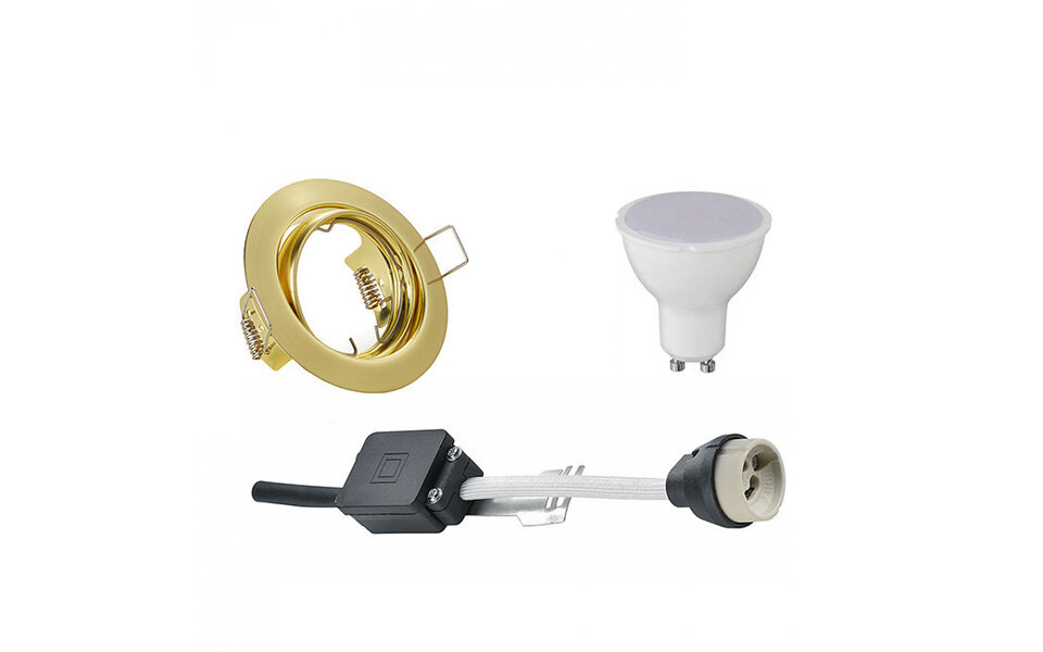HLW LED LED Spot Set 6W Kantelbare Inbouwspot Rond Mat Goud - Warm Wit 3000K HLW LED LED Spot Set 6W Kantelbare Inbouwspot Rond Mat Goud - Warm Wit 3000K