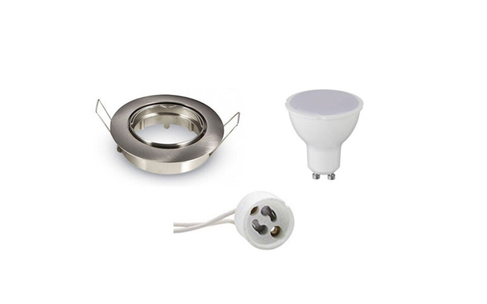 HLW LED 4W LED Spot Set - Kantelbare Ronde Inbouwspot GU10 - Mat Chroom - Natuurlijk Wit HLW LED 4W LED Spot Set - Kantelbare Ronde Inbouwspot GU10 - Mat Chroom - Natuurlijk Wit