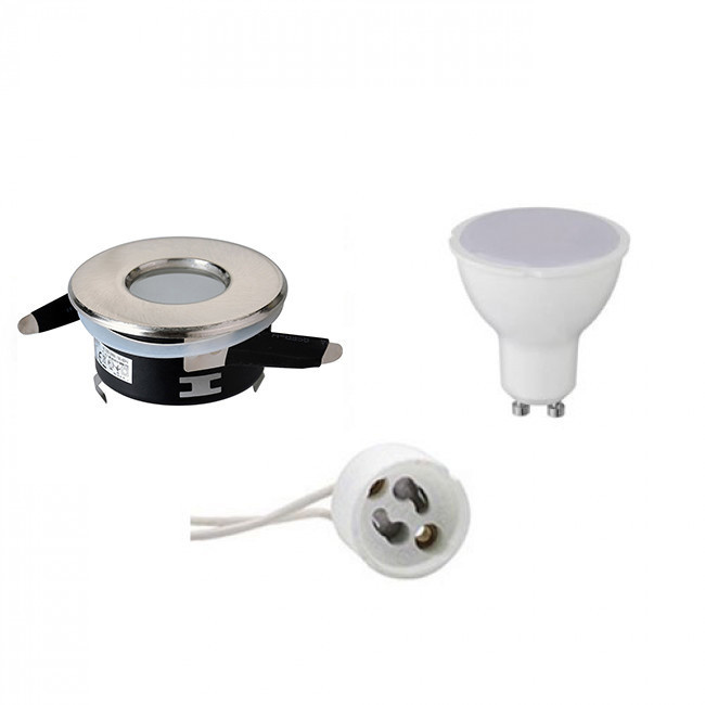 Processed Led Spot LED Spot Set 4W – Recessed spotlight GU10 IP65 matte chrome 6400K