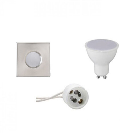 LED Spot Set 4W - Vierkante Inbouwspot Mat Chroom IP65, GU10, Natuurlijk Wit 4200K LED Spot Set 4W - Vierkante Inbouwspot Mat Chroom IP65, GU10, Natuurlijk Wit 4200K