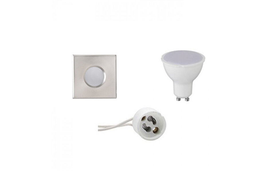 HLW LED LED Spot Set - 4W Vierkante Inbouwspot IP65 Waterdicht - Mat Chroom, Warm Wit
