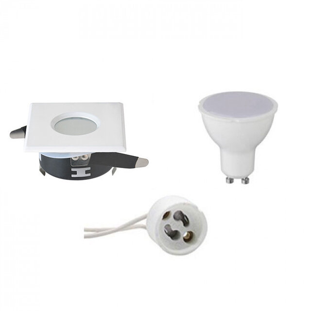 Vierkante waterdichte LED inbouwspot GU10 4W IP65 - mat wit Verlichting per ruimte Vierkante waterdichte LED inbouwspot GU10 4W IP65 - mat wit Verlichting per ruimte