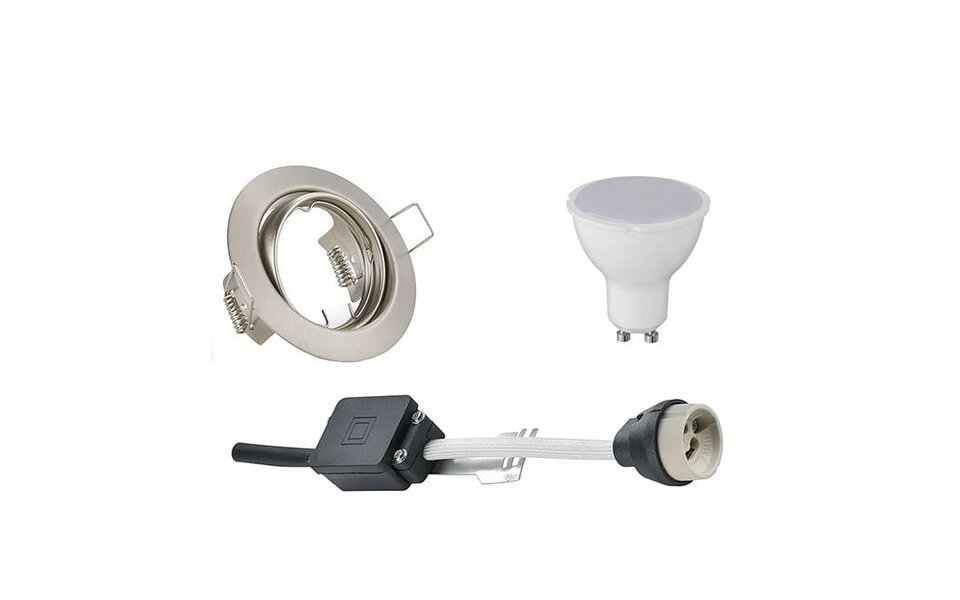 HLW LED LED Spot Set - Tiltable 4W LED Recessed Spotlight Round Spotlight Matte Nickel