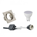 LED Spot Set 4W - Kantelbare Vierkante Inbouwspot met GU10 Fitting, Mat Nikkel, Helder Koud Wit