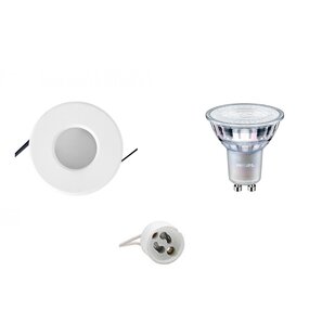 LED Spot Set Ronde Dimbare Inbouwspot IP65 GU10 Mat Wit
