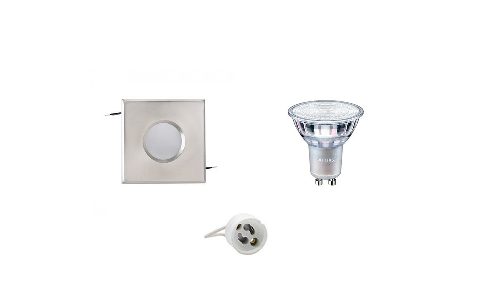 HLW LED Waterdichte Dimbare LED Inbouwspot - Vierkante Spot 3.7W IP65 Mat Chroom