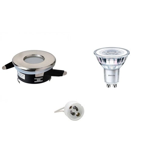 Dimbare 3W LED Spot Set - Ronde Inbouwspot Mat Chroom IP65 GU10