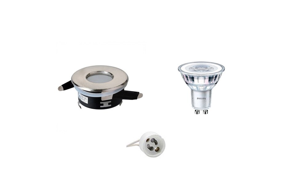 HLW LED Dimbare 3W LED Spot Set - Ronde Inbouwspot Mat Chroom IP65 GU10