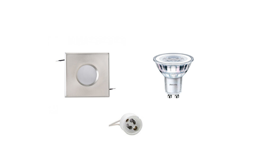 HLW LED LED Spotlight Set 3W - Dimmable Square Recessed Spotlight IP65, Matte Chrome, Warm White HLW LED LED Spotlight Set 3W - Dimmable Square Recessed Spotlight IP65, Matte Chrome, Warm White