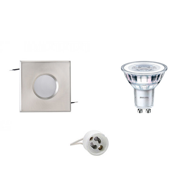 HLW LED LED Spot Set 4W - Dimbare Vierkante Inbouwspot IP65 - Mat Chroom, Warm Wit HLW LED LED Spot Set 4W - Dimbare Vierkante Inbouwspot IP65 - Mat Chroom, Warm Wit