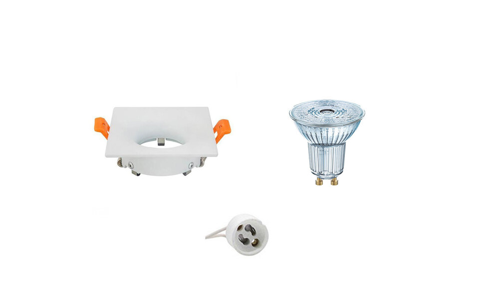HLW LED LED Spot Set 4W - Dimbare Vierkante Inbouwspot Mat Wit, GU10, Warm Wit