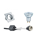 LED Spot Set 4W - Dimbare Kantelbare Vierkante Inbouwspot in Glans Chroom