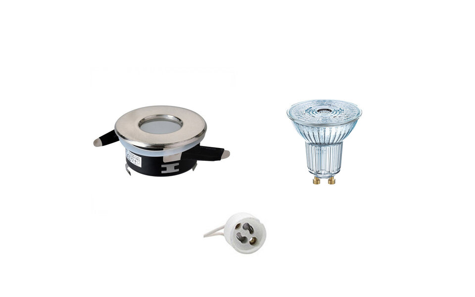 HLW LED LED Spot Set 5W Dimmable - Waterproof Round Recessed Spotlight Matt Chrome IP65 HLW LED LED Spot Set 5W Dimmable - Waterproof Round Recessed Spotlight Matt Chrome IP65