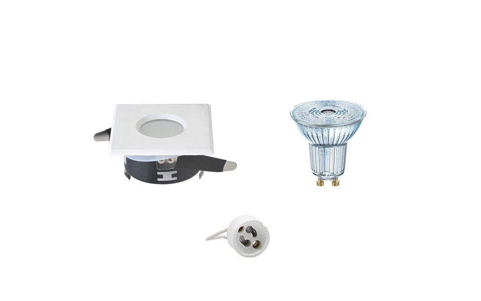 HLW LED LED Spot Set - Dimbare Vierkante IP65 Inbouwspot 5W LED, Mat Wit, GU10 Fitting