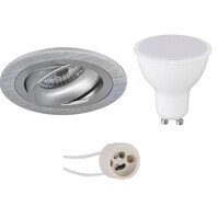 LED recessed spotlight 8W GU10 tiltable 40° 6400K matte silver LED recessed spotlight 8W GU10 tiltable 40° 6400K matte silver