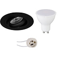 LED Spot Set - Tiltable Round Recessed Spotlight 4W LED, Matte Black, Warm White