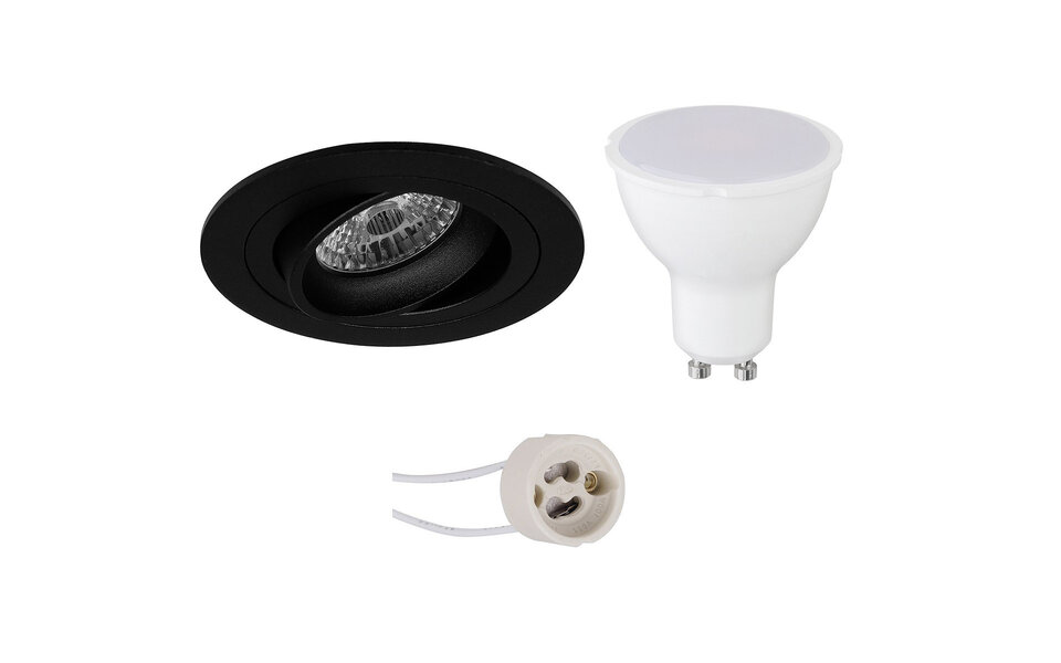 HLW LED LED Spot Set - Tiltable Round Recessed Spotlight 4W LED, Matte Black, Warm White