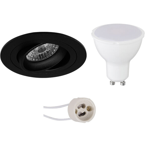 HLW LED LED Spot Set - Kantelbare 6W Inbouwspot Ronde Spot Mat Zwart Warm Wit 3000K HLW LED LED Spot Set - Kantelbare 6W Inbouwspot Ronde Spot Mat Zwart Warm Wit 3000K