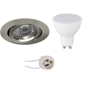 6W LED inbouwspot kantelbaar mat nikkel 6400K GU10 6W LED inbouwspot kantelbaar mat nikkel 6400K GU10