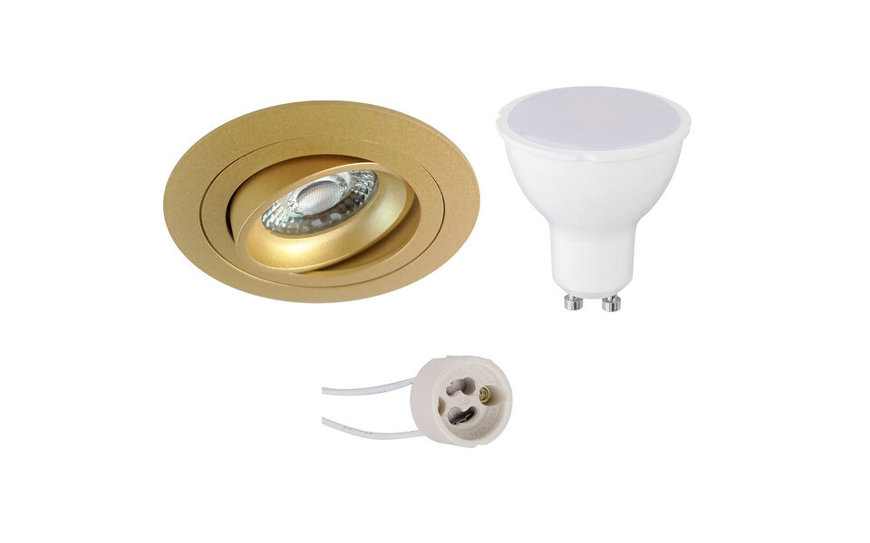 HLW LED LED Spot Set 6W - Tiltable Round Recessed Spotlight Matte Gold - Bright Cool White