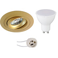 LED Spot Set 8W - Tiltable Round Recessed Spot Light Matt Gold Warm White 3000K