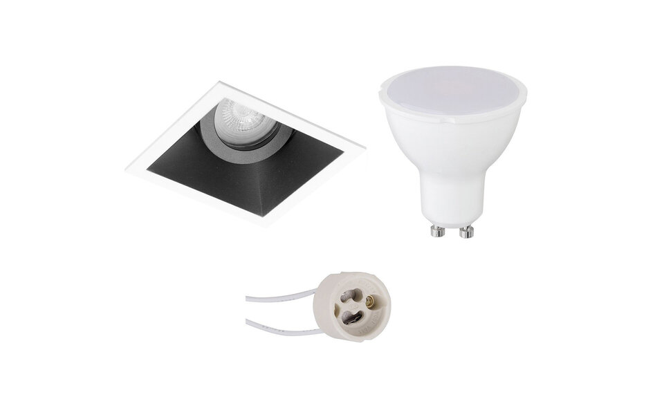 HLW LED LED Spot Set Pragmi Zano Pro - 4W Kantelbare Vierkante Inbouwspot Mat Zwart/Wit HLW LED LED Spot Set Pragmi Zano Pro - 4W Kantelbare Vierkante Inbouwspot Mat Zwart/Wit