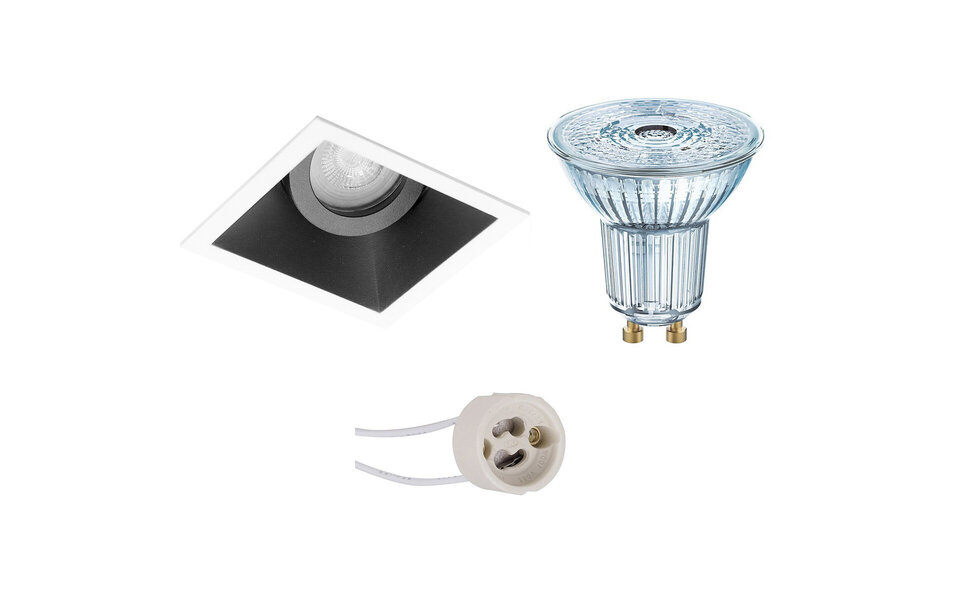 HLW LED LED Spot Set 5W - Dimbare Kantelbare Vierkante Inbouwspot Mat Zwart/Wit HLW LED LED Spot Set 5W - Dimbare Kantelbare Vierkante Inbouwspot Mat Zwart/Wit