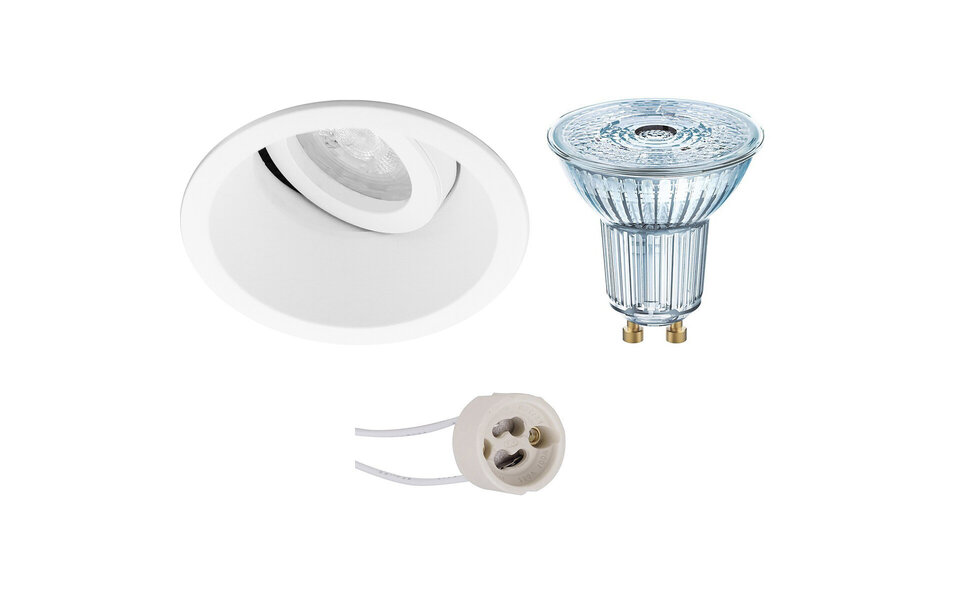 HLW LED LED Spot Set 4W - Kantelbare Ronde Dim LED Inbouwspot, Warm Wit, Mat Wit