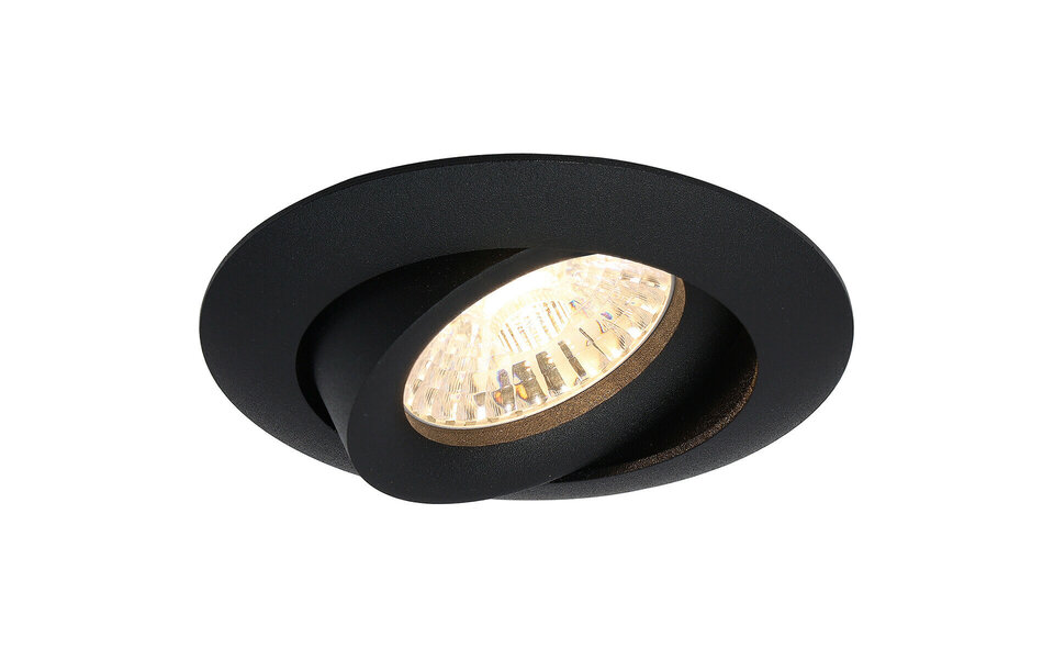 HLW LED Pragmi Uranio Pro 6W LED Spot Set - Tiltable Round Recessed Spot Light Matte Black