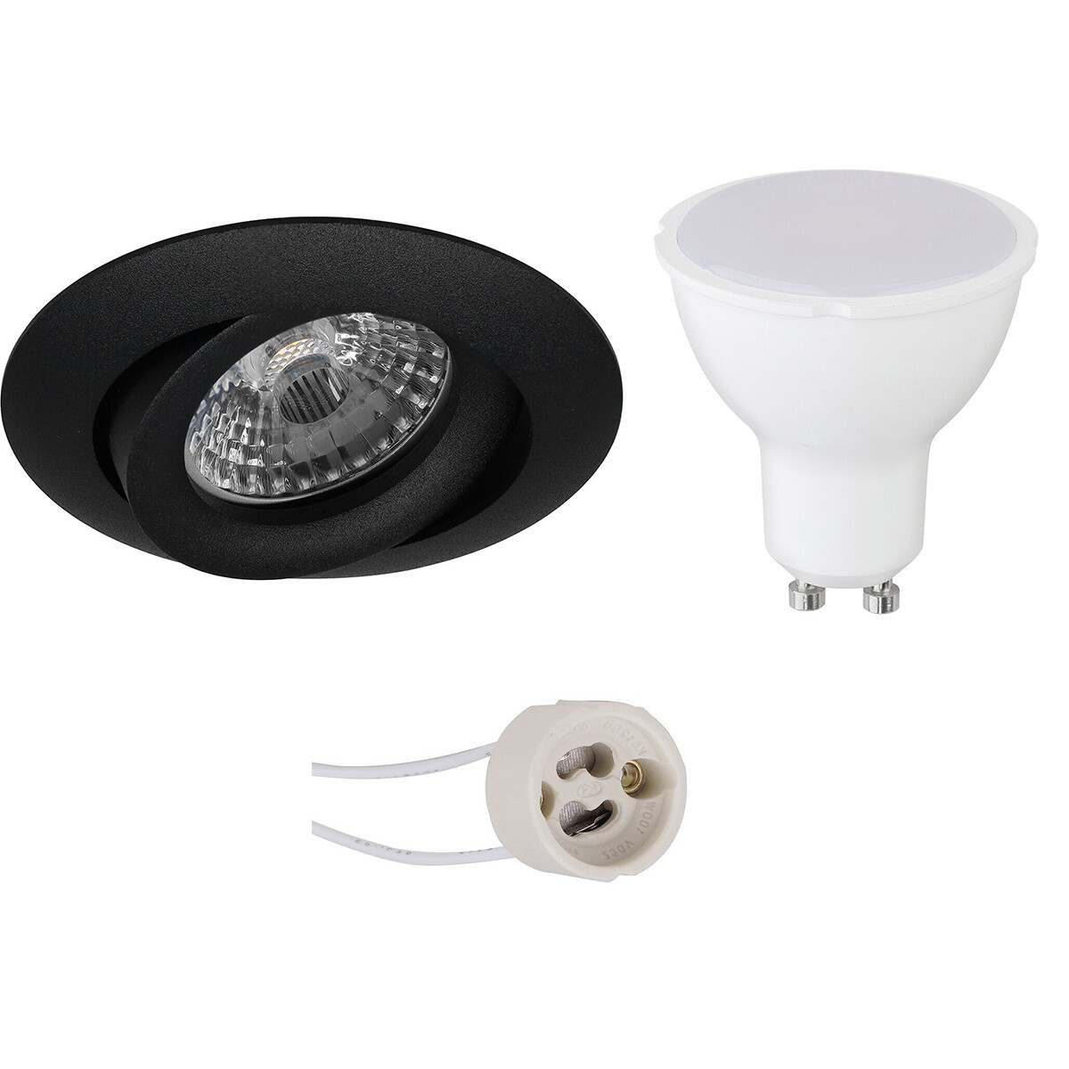 LED Spot Set 8W - Tiltable recessed spotlight matte black 6400K