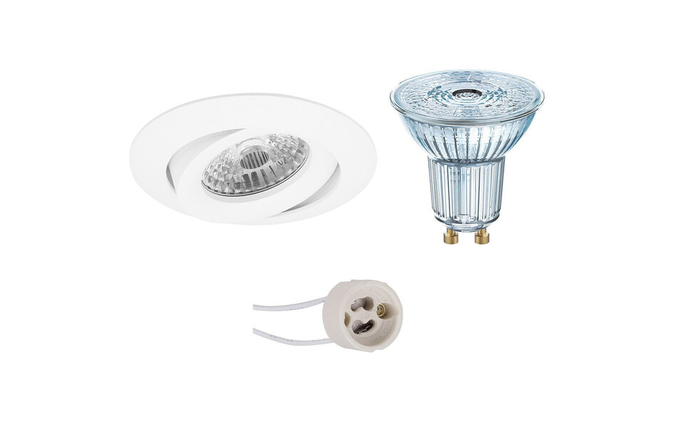 HLW LED LED Spot Set 5W - Tiltable Dimmable Round Recessed Spotlight Matt White GU10