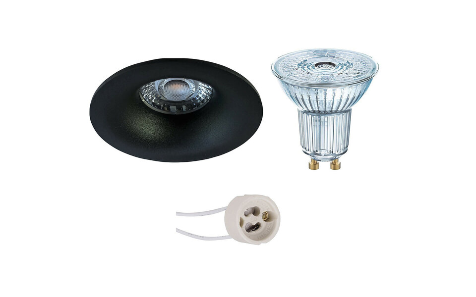 HLW LED LED Spot Set 5W Dimbare Ronde Inbouwspot - Mat Zwarte Spot GU10