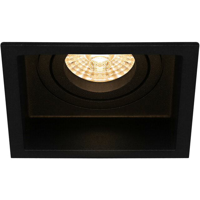 HLW LED Pragmi Domy Pro 6W LED Spot Set - Kantelbare Vierkante Inbouwspot Mat Zwart, Natuurlijk Wit 4200K