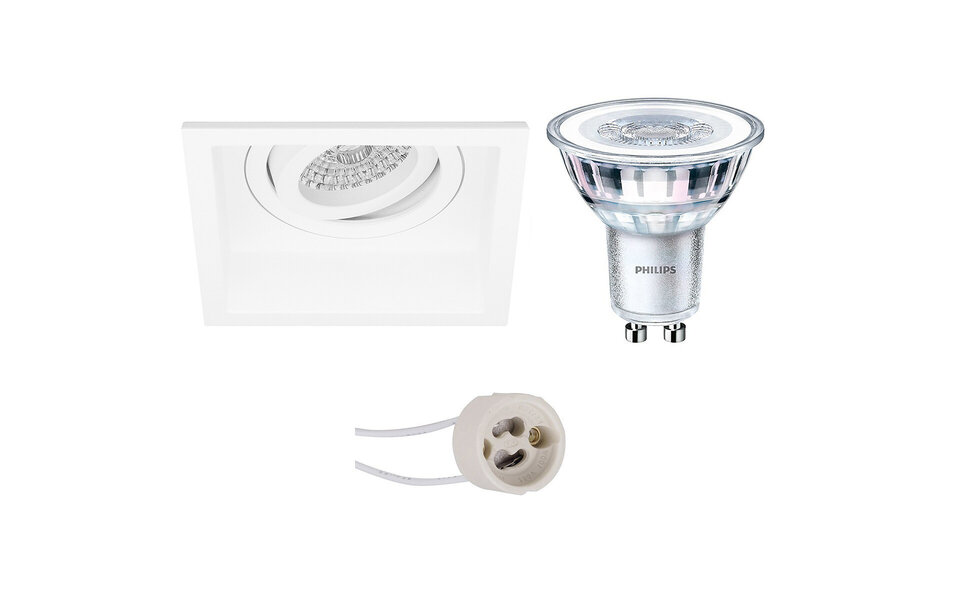 HLW LED LED Spot Set 4W - Dimbare, Kantelbare Vierkante Inbouwspot Mat Wit HLW LED LED Spot Set 4W - Dimbare, Kantelbare Vierkante Inbouwspot Mat Wit