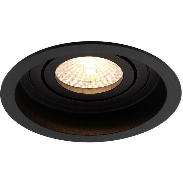 HLW LED LED Spot Set 6W - Mat Zwart Kantelbare Ronde Inbouwspot GU10 Warm Wit
