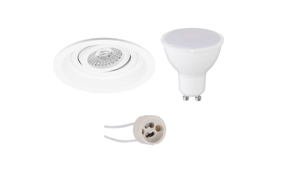 HLW LED LED Spot Set 6W - Tiltable Round Recessed Spotlight Matte White Warm White 3000K