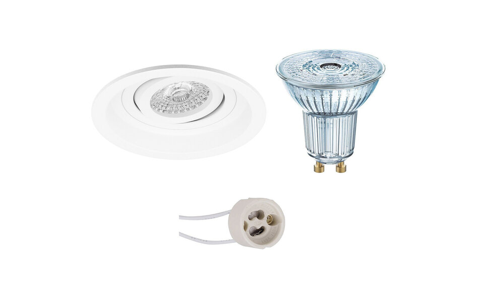 HLW LED LED Spotlight 5W - Tiltable, Dimmable Round Recessed Spotlight with GU10 Fitting Matte White