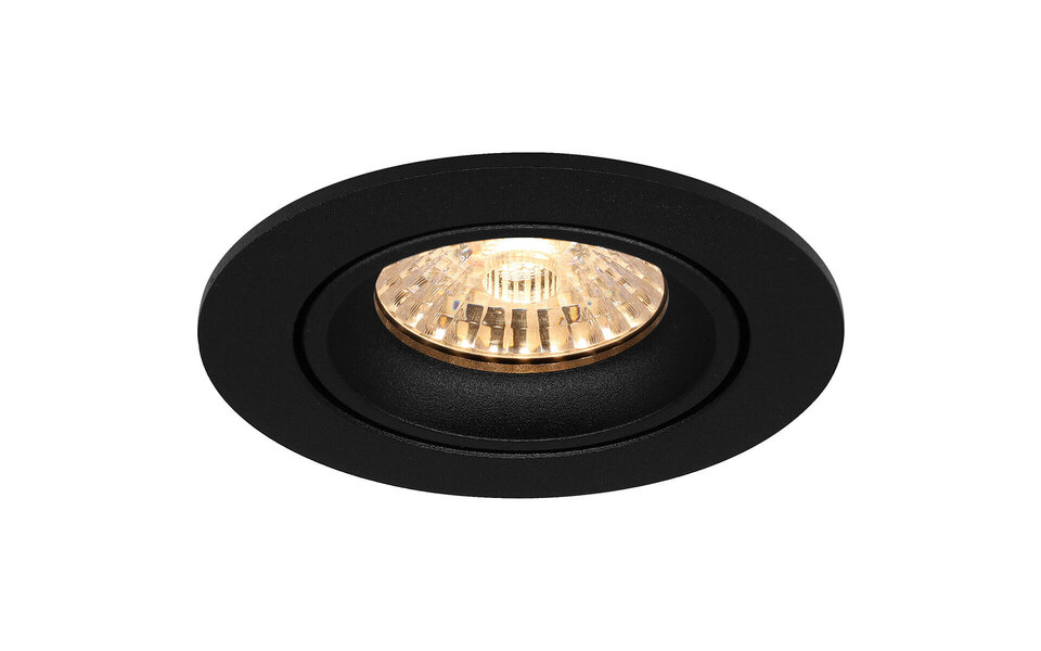 HLW LED Kantelbare 6W LED Spot Set - Ronde Inbouwspot Mat Zwart, Warm Wit 3000K