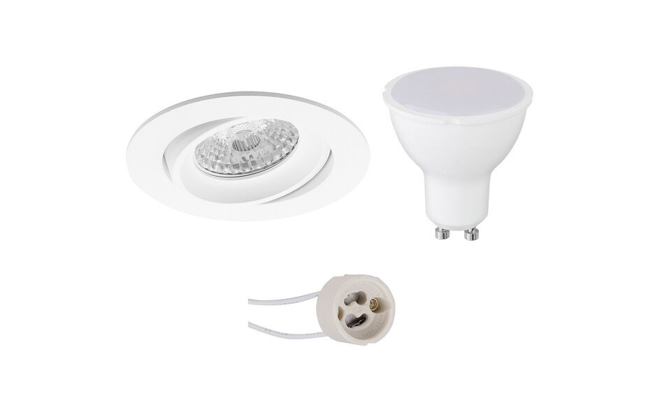HLW LED LED Spot Set 8W - Kantelbare Ronde Inbouwspot Mat Wit met GU10 Fitting