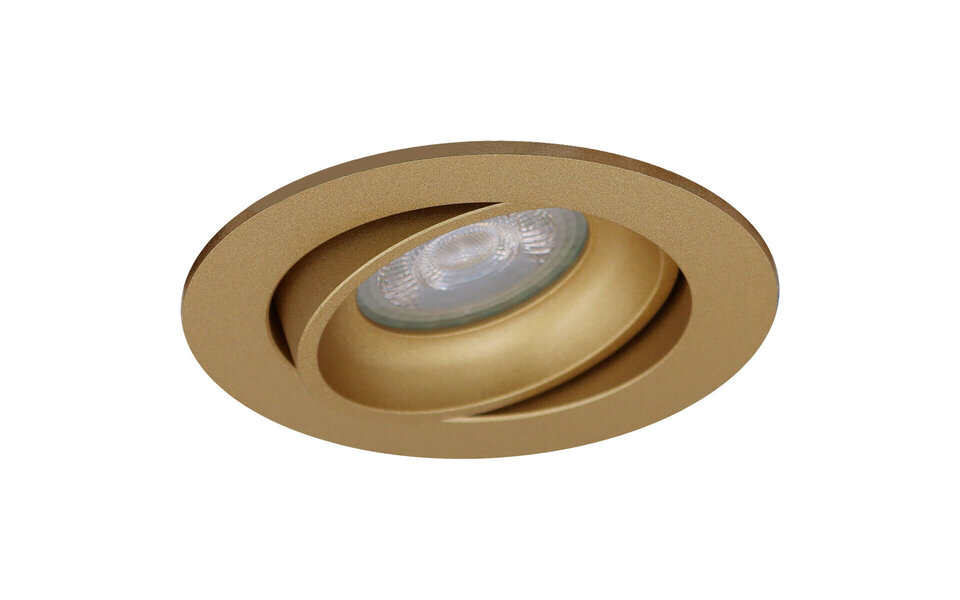 HLW LED Tiltable LED Recessed Spotlight 8W - Round Matte Gold Spotlight GU10 - Bright Cool White