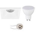 4W LED Spotlight Set - Recessed Square White Spotlight with GU10 Fitting Natural White 4200K