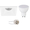 LED Spot Set 4W Square Recessed Spot Light Matt White GU10 6400K