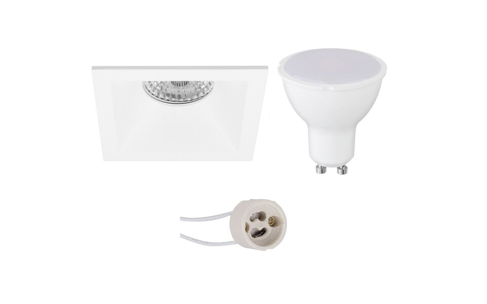 HLW LED LED Spot Set 8W - Vierkante Inbouwspot Mat Wit GU10 - Helder Koud Wit 6400K
