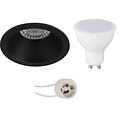 LED Spot Set 6W - Mat Zwart Ronde Inbouwspot GU10 Warm Wit 3000K