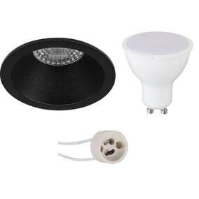 LED Inbouwspot 6W Mat Zwart 3000K GU10 - 420lm LED Inbouwspot 6W Mat Zwart 3000K GU10 - 420lm