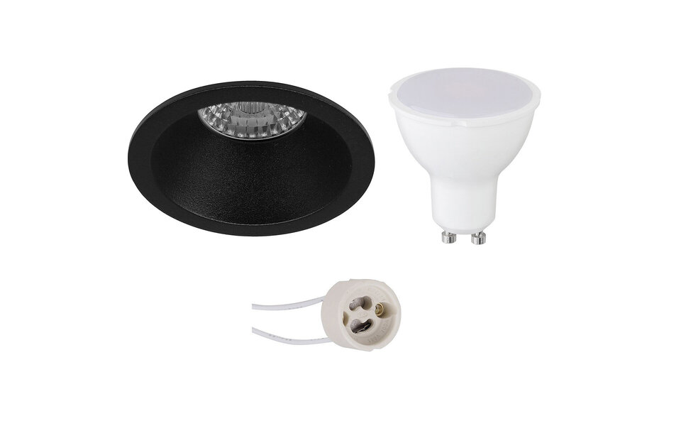 HLW LED LED Spot Set 8W - Mat Zwarte Ronde Inbouwspot GU10 - Helder Koud Wit 6400K