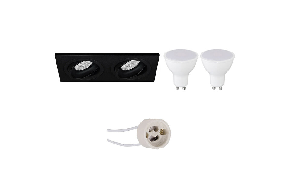 HLW LED LED Spotlight Set 8W - Adjustable Recessed Spotlight Matte Black & White Spotlight Warm White