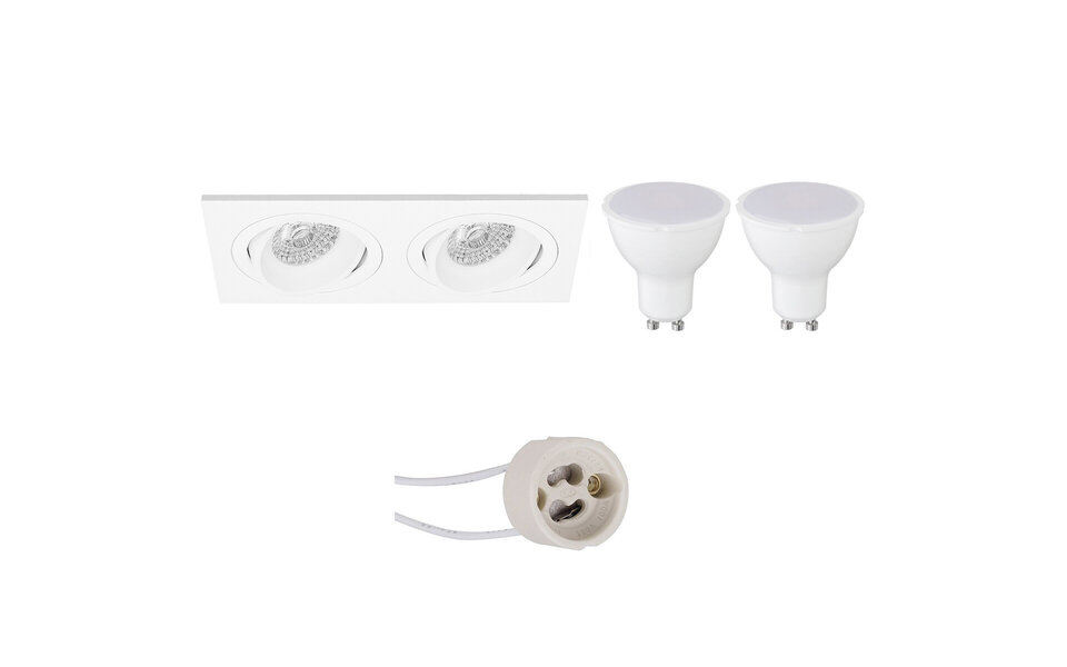 HLW LED LED Spot Set 8W - Kantelbare Witte Inbouwspot GU10 Fitting - Helder/Koud Wit HLW LED LED Spot Set 8W - Kantelbare Witte Inbouwspot GU10 Fitting - Helder/Koud Wit